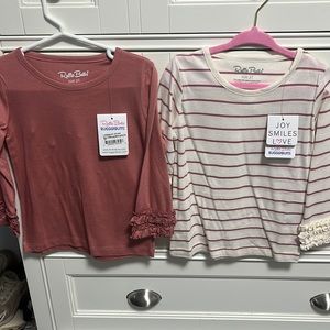 2 size 3t girls long sleeve ruffle butts shirts, ruffled sleeves & headband